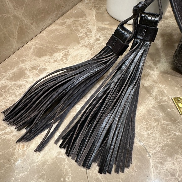 Patricia Nash Leather wide mouth Livata Kisslock Embossed Crossbody Smoke Python - Picture 6 of 16